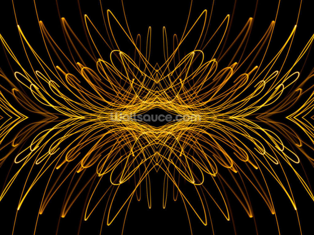 Close Up Abstract Pattern Of Intertwined Colorful Light Beams Of Color Yellow And Gold Colored On A Wallsauce It