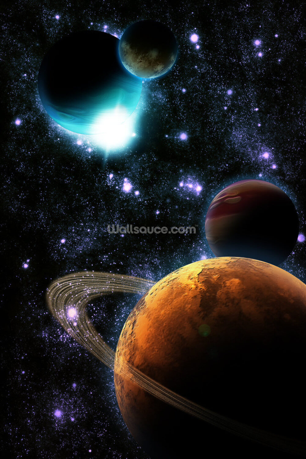 abstract planets with star nebula wall mural wallsauce us