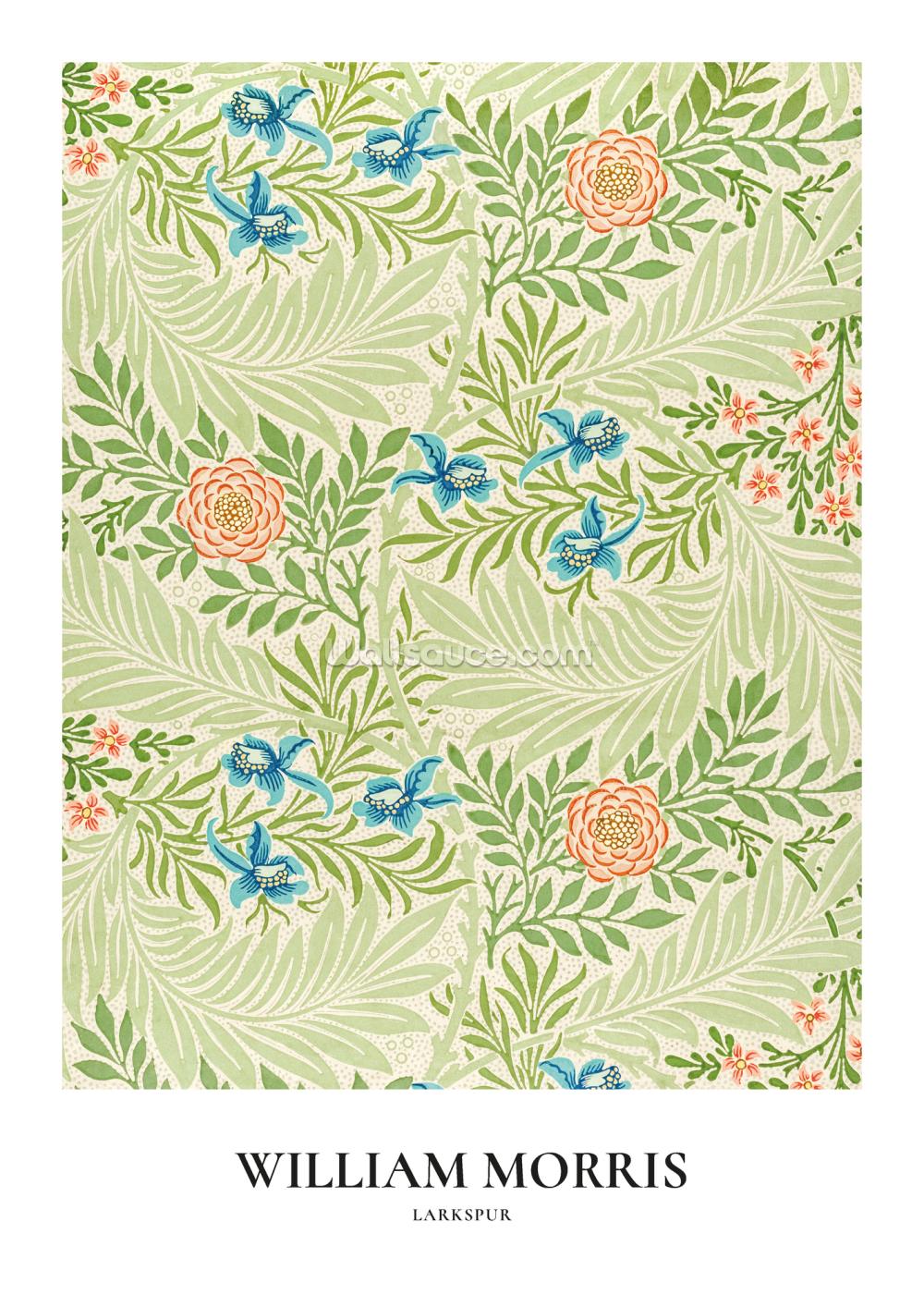 Larkspur Pattern 1874 Poster By William Morris Wallsauce UK