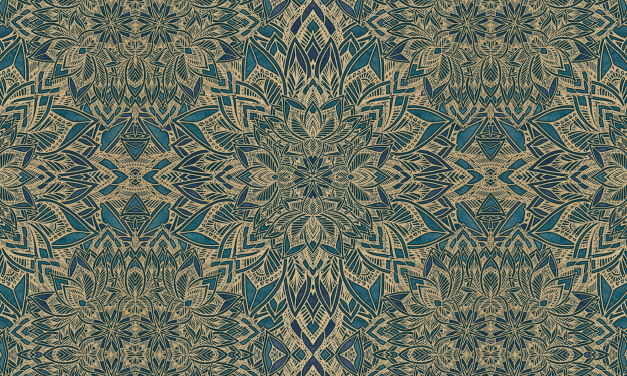 Teal Art Deco Golden Mandala