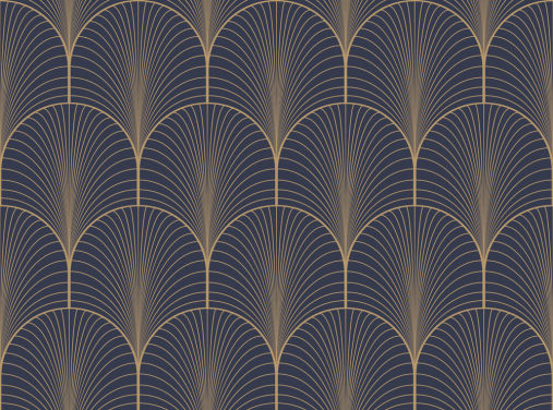 Vintage tan blue and brown seamless art deco wallpaper pattern vector