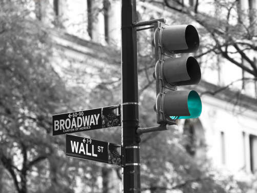 Wall Street and Broadway Road Sign