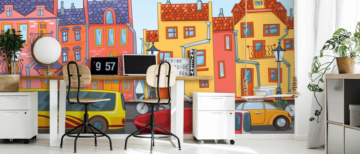 Cartoon City Wall Mural Wallsauce UK