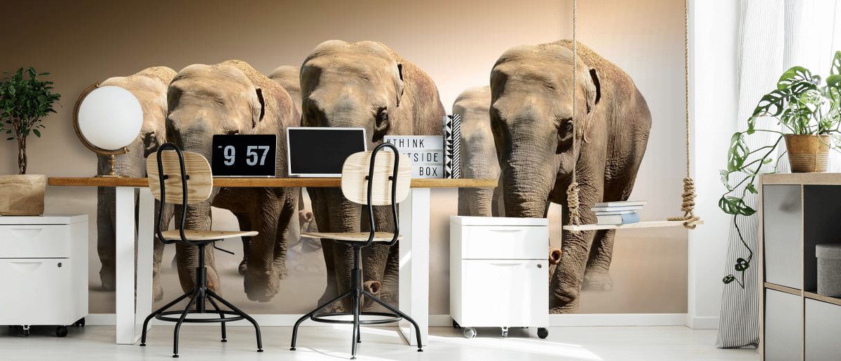 Herd of Elephants Wall Mural Wallsauce DK