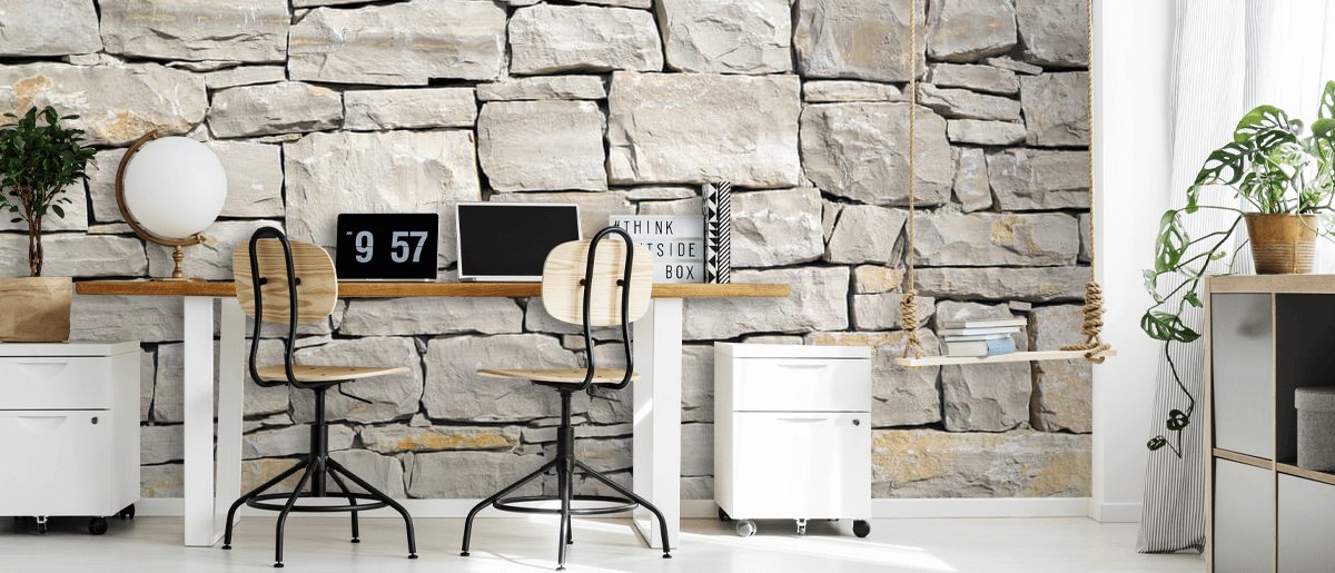 Stone Wall White Wall Mural Wallsauce UK