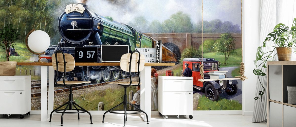 Watching the Trains Wall Mural Wallsauce UK