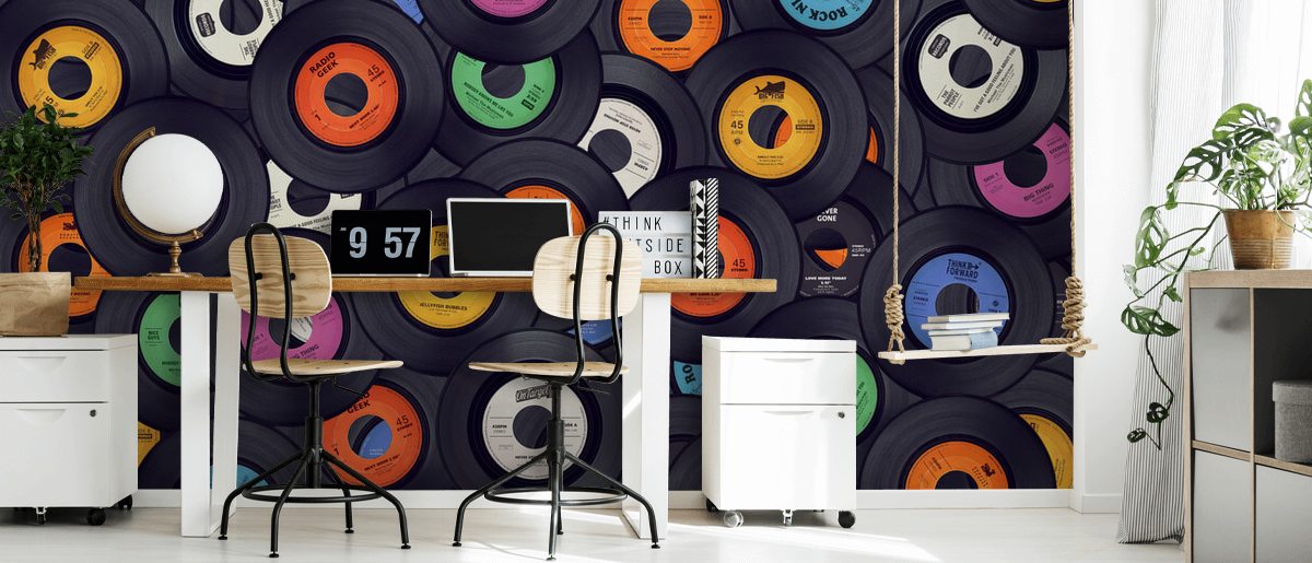 Vinyl Records Wall Mural Wallsauce UK