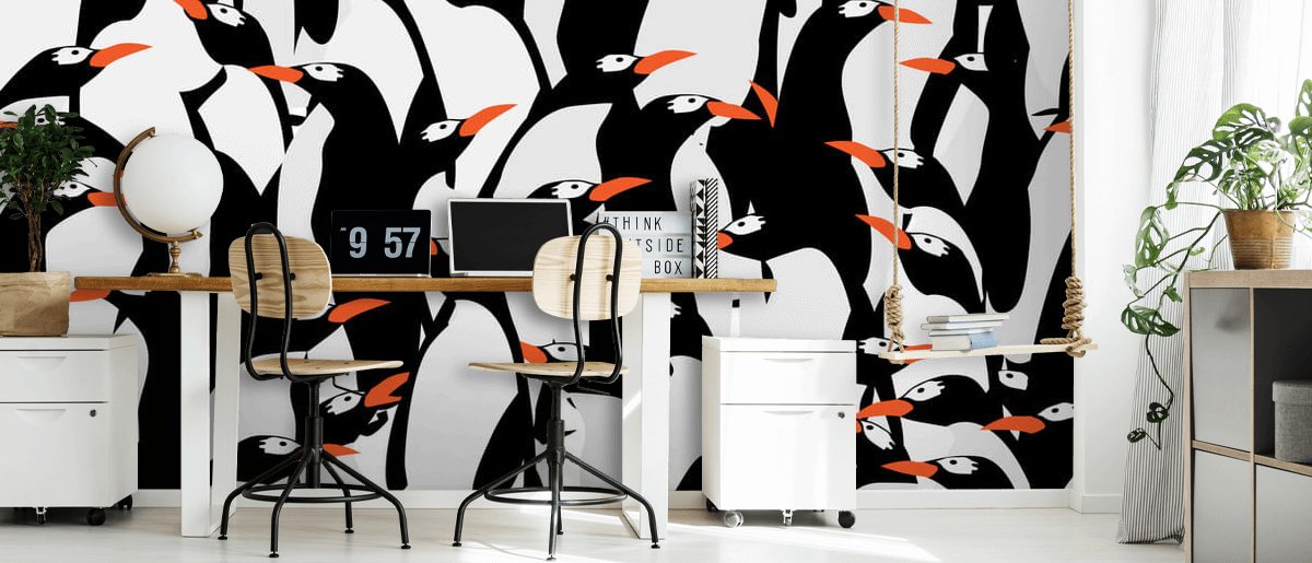 Penguins Pattern Wall Mural Wallsauce US