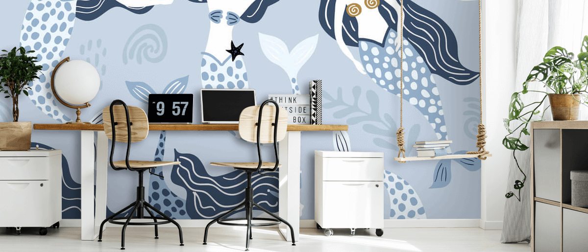 Blue Mermaids Wallpaper Wallsauce US