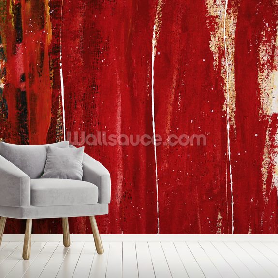 Red Study 1 Abstract Painting In Red Wall Mural Wallsauce UK