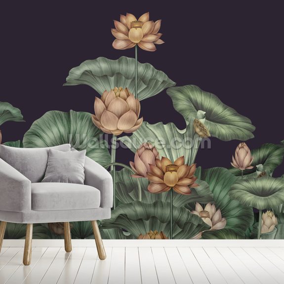Papier Peint 3D Violet Lotus – Photo Murale Originale Pour Une Déco Arty