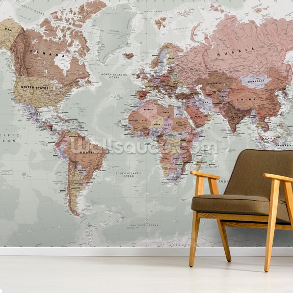 Map of the World Wallpaper Wall Mural Executive FREE DELIVERY 