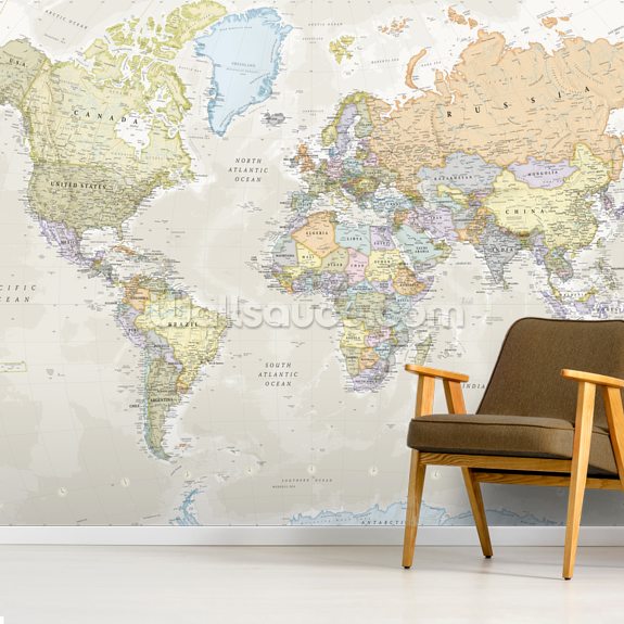 Beste Classic World Map Wall Mural Wallpaper | Wallsauce US LH-62