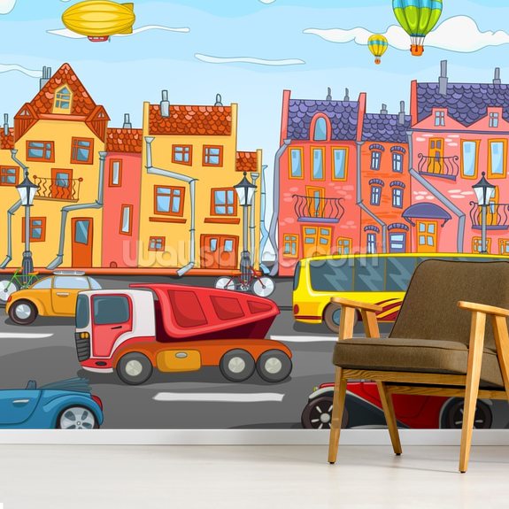 Cartoon City Wall Mural Wallsauce US