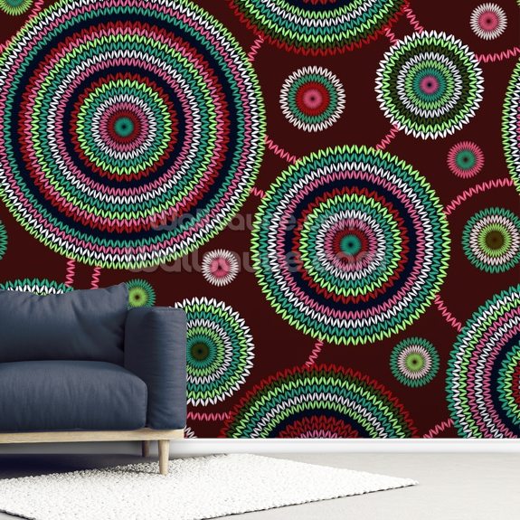 Circles Ethnic Wallpaper Mural Wallsauce UK