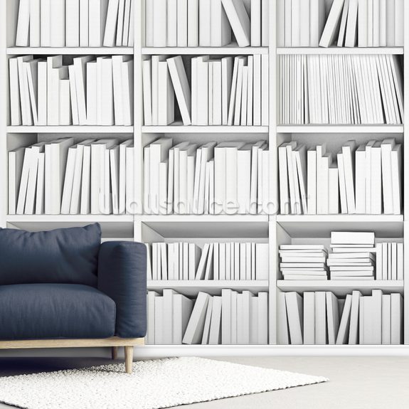 White Bookcase Wallpaper Wallsauce Uk
