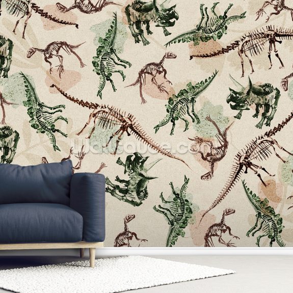 Dinosaur Skeleton Montage Wall Mural | Wallsauce UK