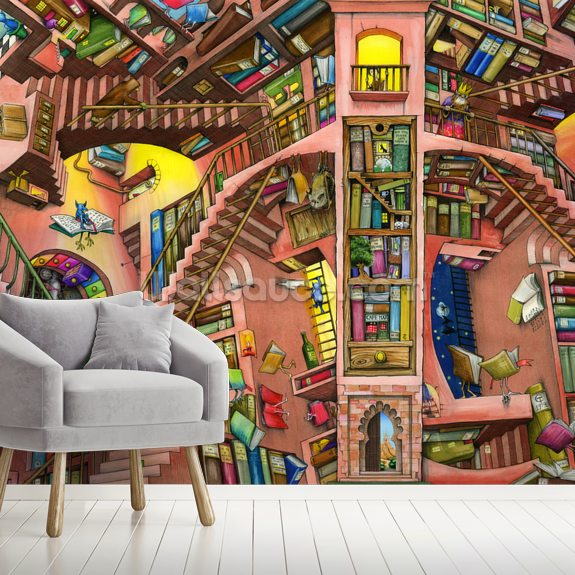 Library Wallpaper Mural By Colin Thompson Wallsauce Uk