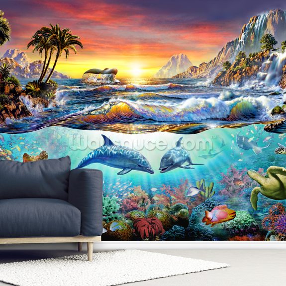 Paradise Bay Wall Mural Wallsauce Us