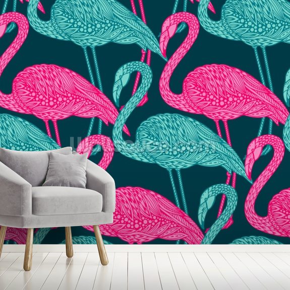 Flamingo Doodle Wallpaper Wallsauce US