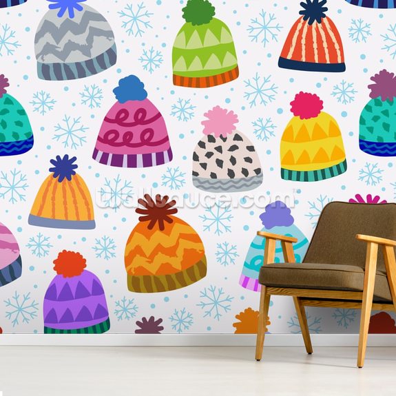 Colourful Hats Wallpaper Mural | Wallsauce UK