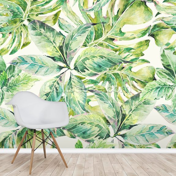 Papier peint de feuilles d'été exotiques Wallsauce FR