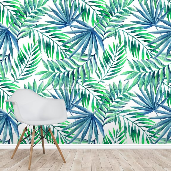 Blue Green Palms Wallpaper | Wallsauce CA