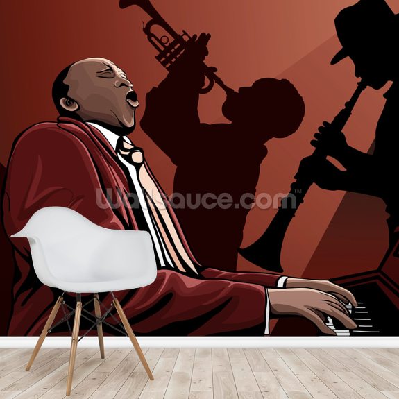 Pianista de banda de jazz Wall Mural Pianista de banda de jazz Papel de