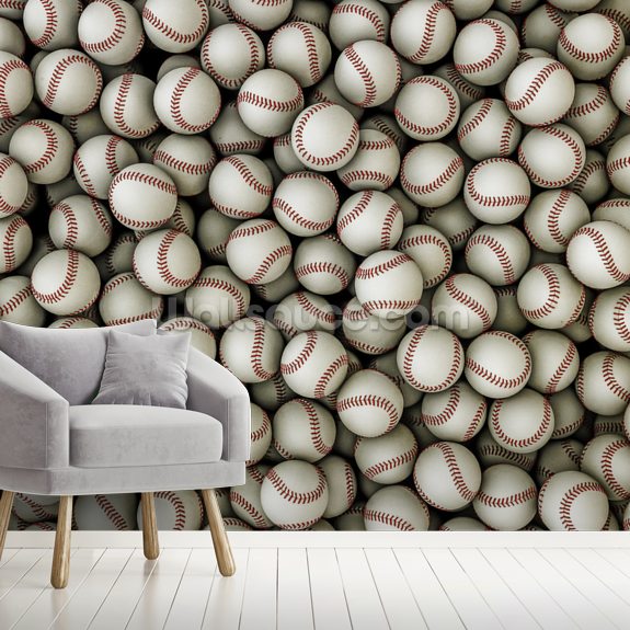 Baseballs Background Wallpaper Mural Wallsauce Us