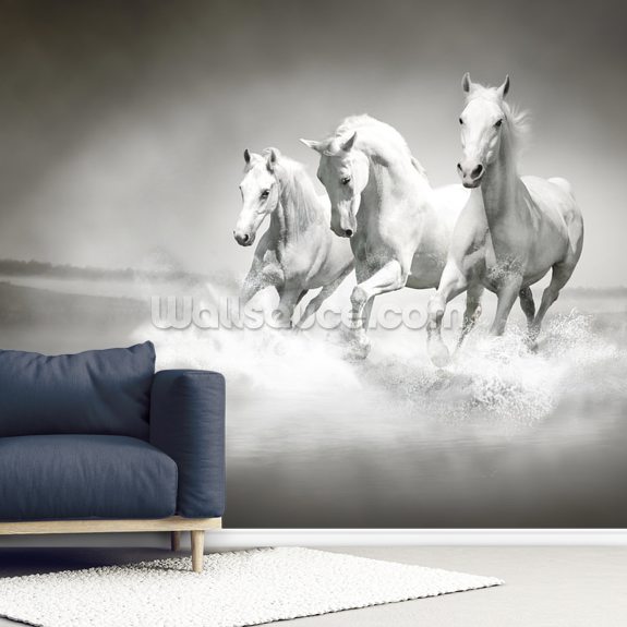 Horses Black White Wallpaper Wallsauce Uk