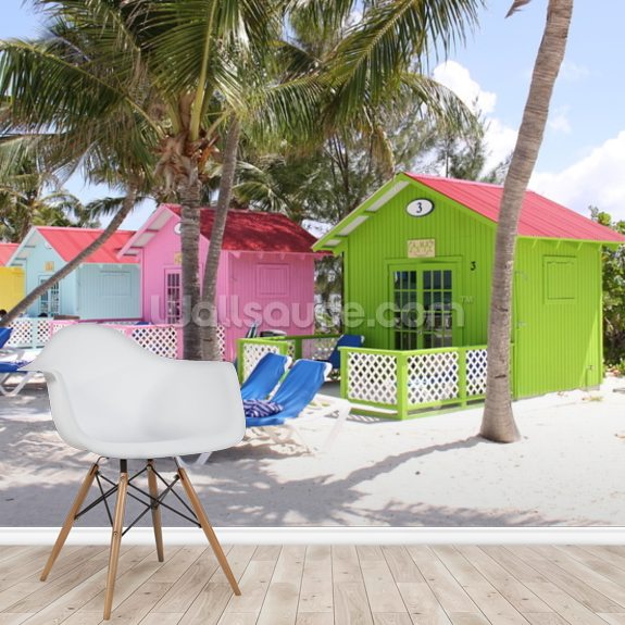 Bahamas Beach Huts Wallpaper Wallsauce UK