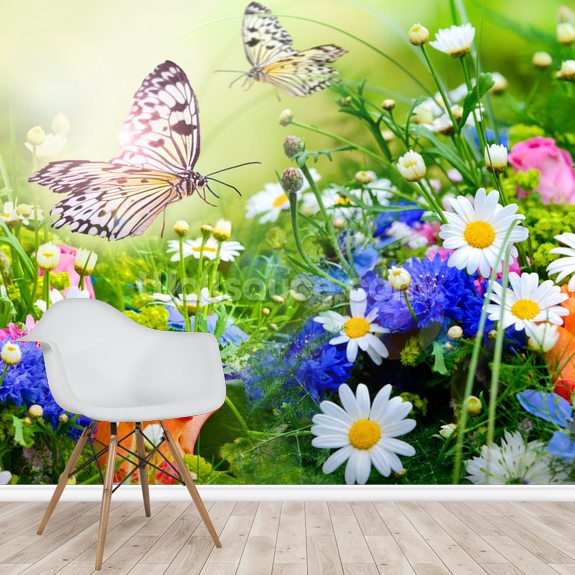 Butterflies And Flowers Wallpaper Wallsauce Us