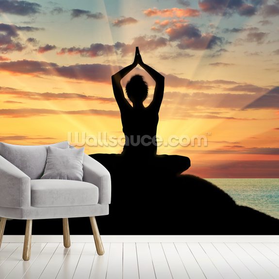 Yoga Silhouette Wallpaper Mural Wallsauce US