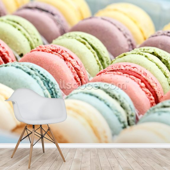 Fresh Pastel Colored Macarons Wallpaper | Wallsauce UK
