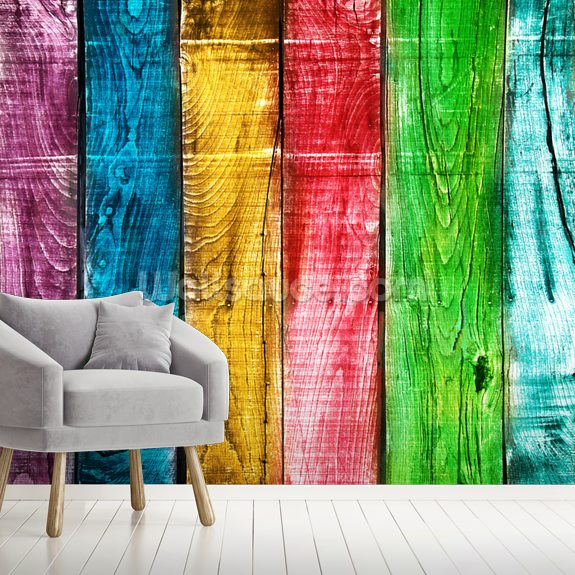 Bemalte Holzplanken-Tapete | Wallsauce DE