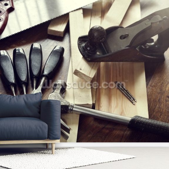 Woodwork Tools Wallpaper Mural | Wallsauce UK