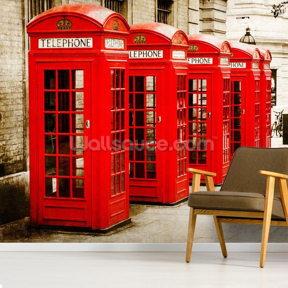 Red Telephone Boxes Wallpaper | Wallsauce UK