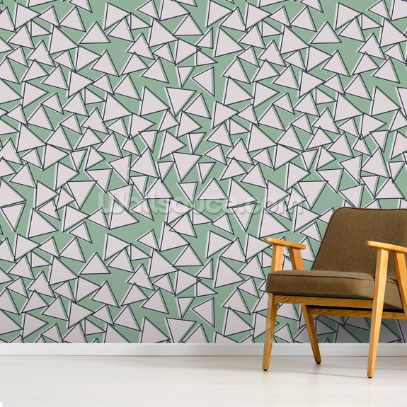 Green Triangles Wall Mural Wallsauce US