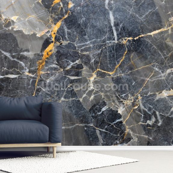 Grey with Gold Marble Texture Wallpaper Wallsauce US