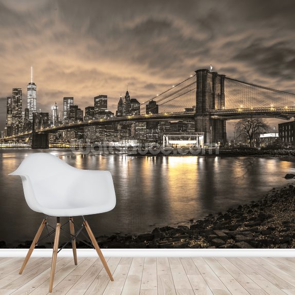Brooklyn Bridge and Manhattan Skyline Wall Mural Wallsauce US