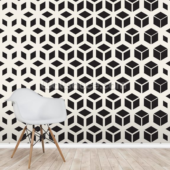 Black And White Cubic Wallpaper Mural Wallsauce Uk