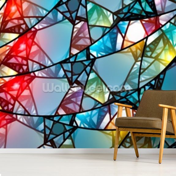 Glowing Stained Glass Wall Mural Wallsauce US