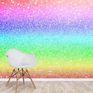 Rainbow and Pastel Glitter Mural