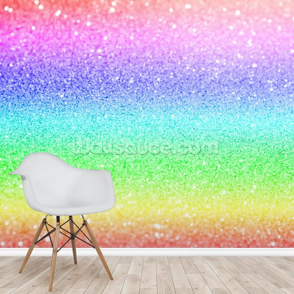 Rainbow And Pastel Glitter Mural Wallsauce Us