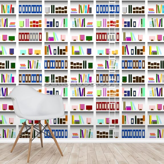 Bookcase Digital Wallpaper Mural Wallsauce US