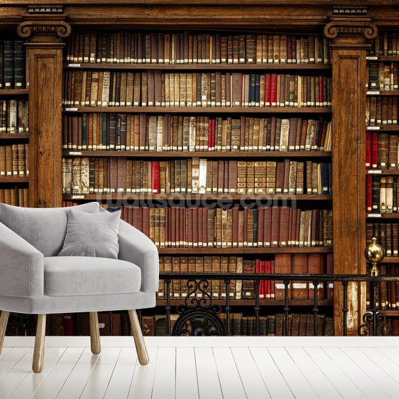 Bibliotek Bøger Tapet Mural | Wallsauce DK