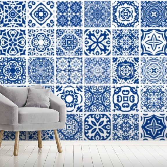 Blue Tiles Bundle Wallpaper | Wallsauce UK