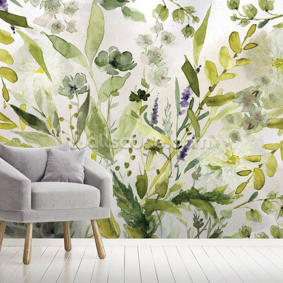 Olive Green Plants Wallpaper by Carol Robinson Wallsauce UK