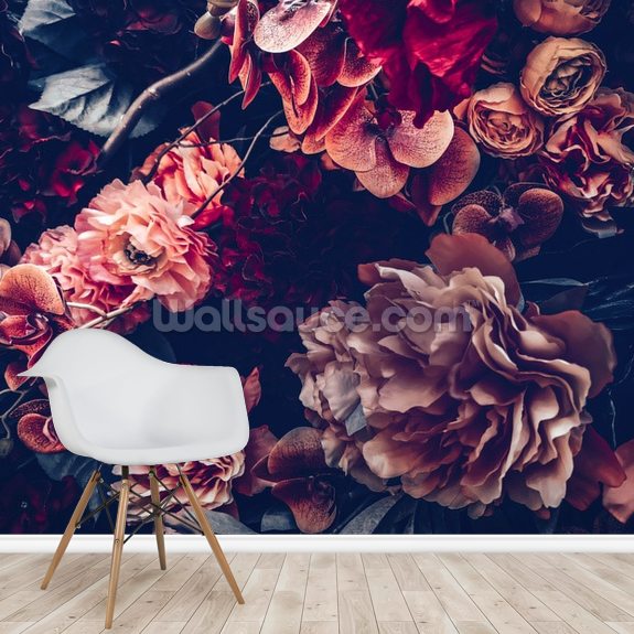 Dark Vintage Floral Wallpaper Wallsauce UK