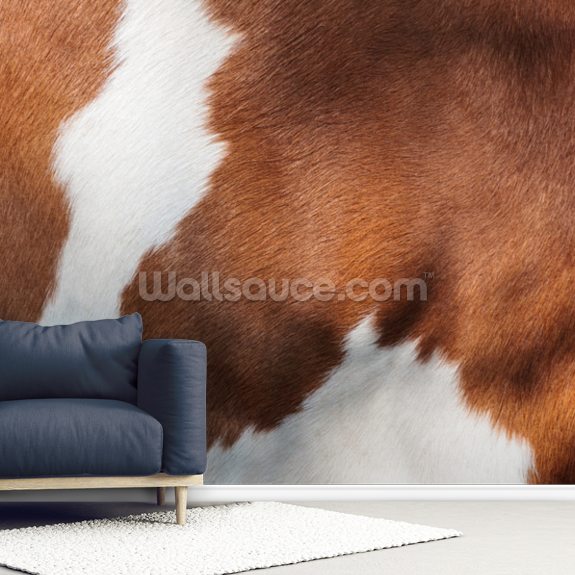 Painted Brown Cow Print Wallpaper